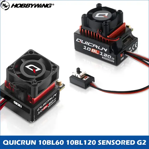 Hobbywing QUICRUN Sensored 10BL120 G2 120A /10BL60 60A 2-3S Lipo Brushless ESC For 1/10 RC Racing Car