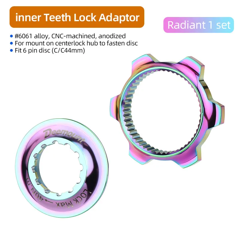 Deemount Fahrrad Centerlock zu 6-Loch Adapter-Nabe, Center Lock Konvertierung, 6-Loch Rotoradapter für MTB Rennrad Scheibenbremse DIY