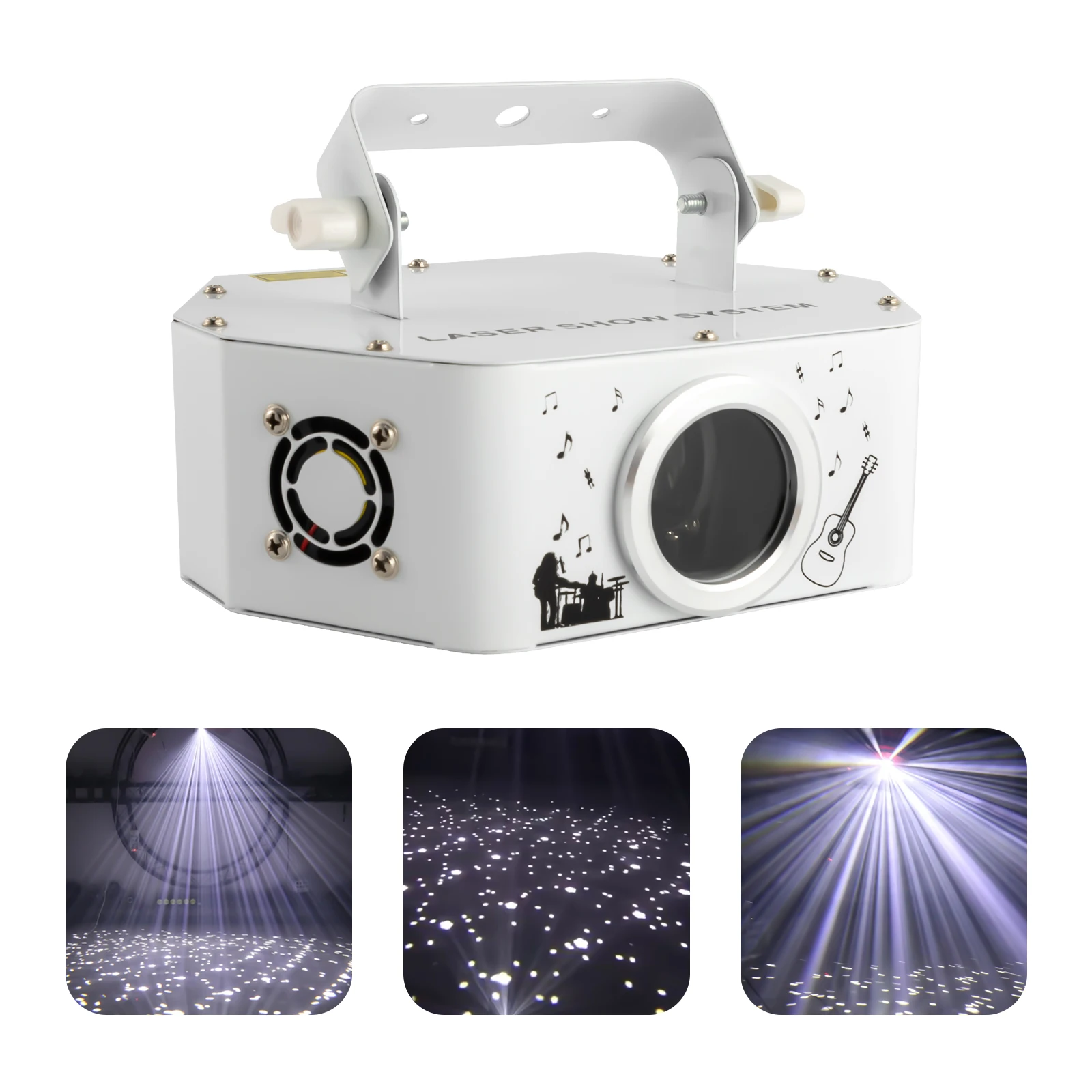 

5W White Laser Light, US Plug Snowflake Starry Sky Effect - 4 Modes DMX512 Voice Control for Party/Wedding/Christma/Club