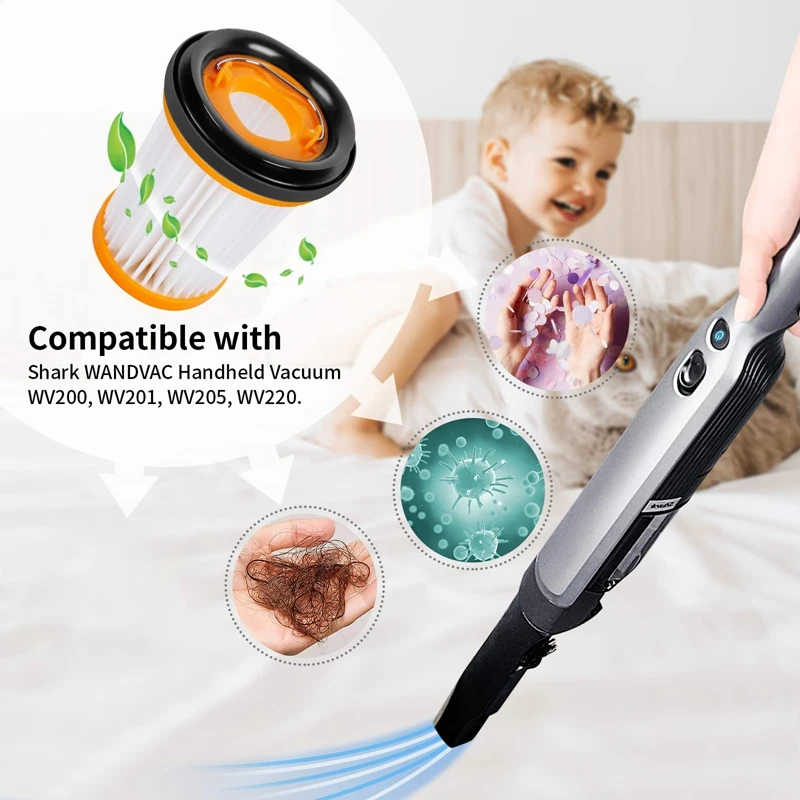 فلتر فراغي قماش متوافق مع سمك القرش ، فراغ محمول باليد ، WV201 ، WV200 ، WV205 ، WV220 ، WanDVAC ، 3 عبوات