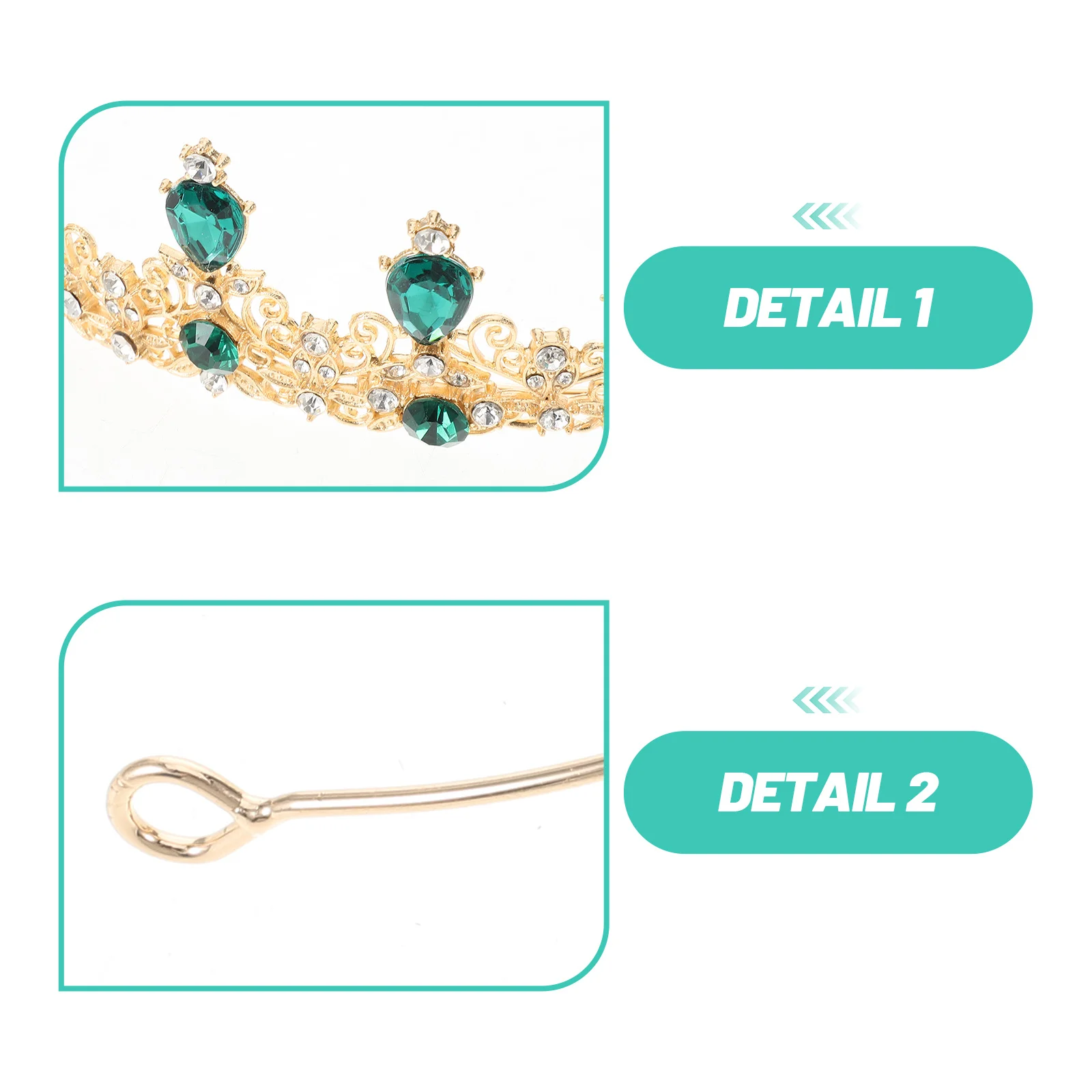 حجر الراين تاج الزفاف عقال كريستال الأميرة الزفاف إكسسوارات الشعر العروس هيربيسي حفلة حجر الراين تاج أخضر #5