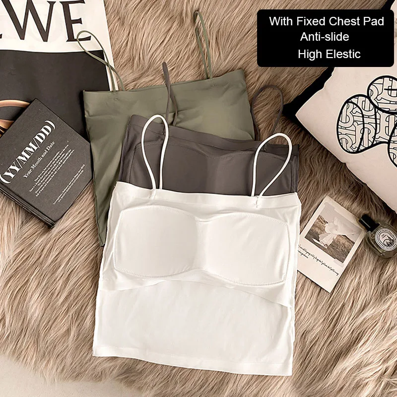 قميص قصير نسائي من الحرير الجليدي ، وسادة صدر ، كوب ثابت ، ملابس داخلية ، ملابس خارجية ، عصابة نسائية صيفية ، 2 في الكثير