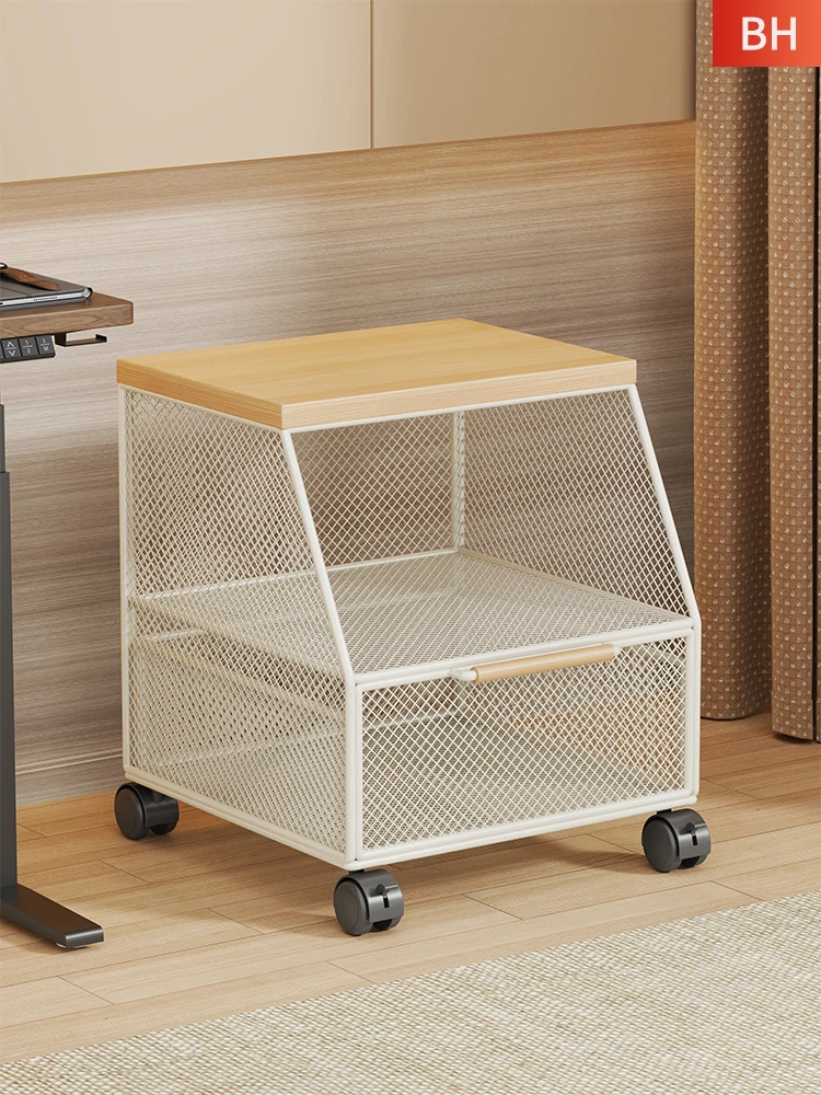 

All-Purpose Copier Storage Rack, Rolling Printer Cart, Multi-Layer Floor Shelf, Side Desk Organizer for Office Use