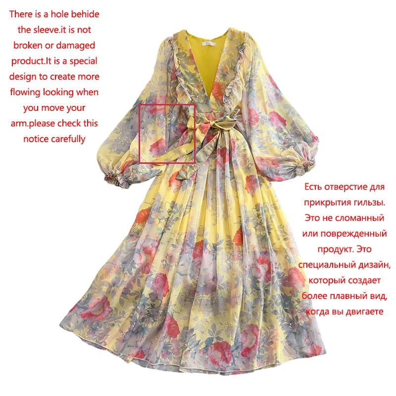 Elegante bandagem chiffon maxi vestido de praia amarelo floral plissado vestidos de manga longa boho sexy envoltório verão vestidos longos femininos 2024