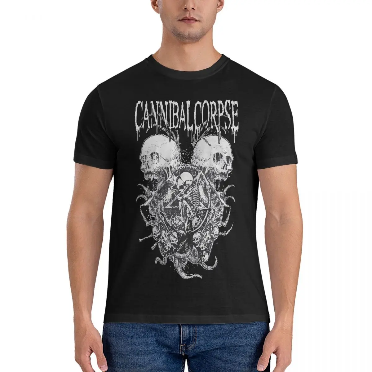 Men LOGO T Shirt Cannibal Corpse 100% Cotton Clothes Vintage Short Sleeve Crewneck Tees Summer T-Shirt