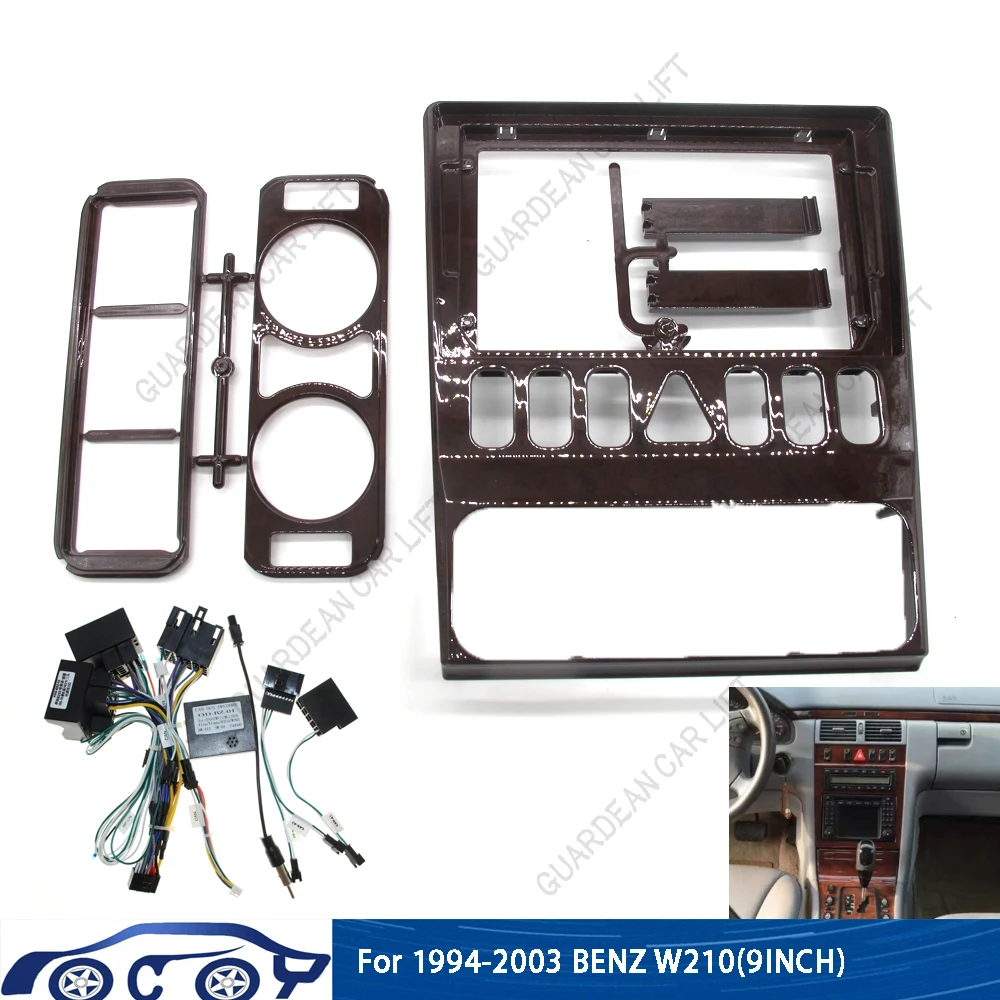 

9Inch Car Radio Fascias For Benz Clase E W210 S210 1994-2003 Android Stereo Frame Player 2 Din Head Unit Panel Dash With Cable