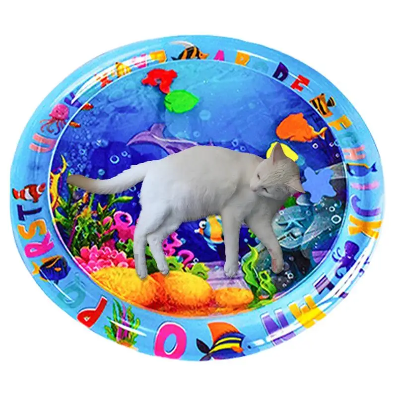 Water Sensory Playmat With Fish Sea Ocean Pet Thickened Inflatable Play Water Sensory Pad For Cat And Dog interactive toys