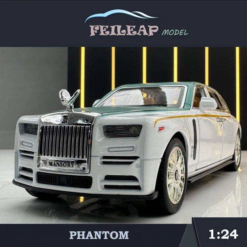 

Литые под давлением модели автомобиля в масштабе 1/24 рулоны Royce Phantom из сплава, со звуком и фотографией, коллективные миниатюрные игрушечные машинки, подарок для детей и мальчиков