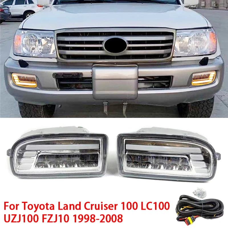 Car LED Daytime Running Light Fog Light for Toyota Land Cruiser 100 LC100 UZJ100 FZJ10 1998-2008 (with Harness)