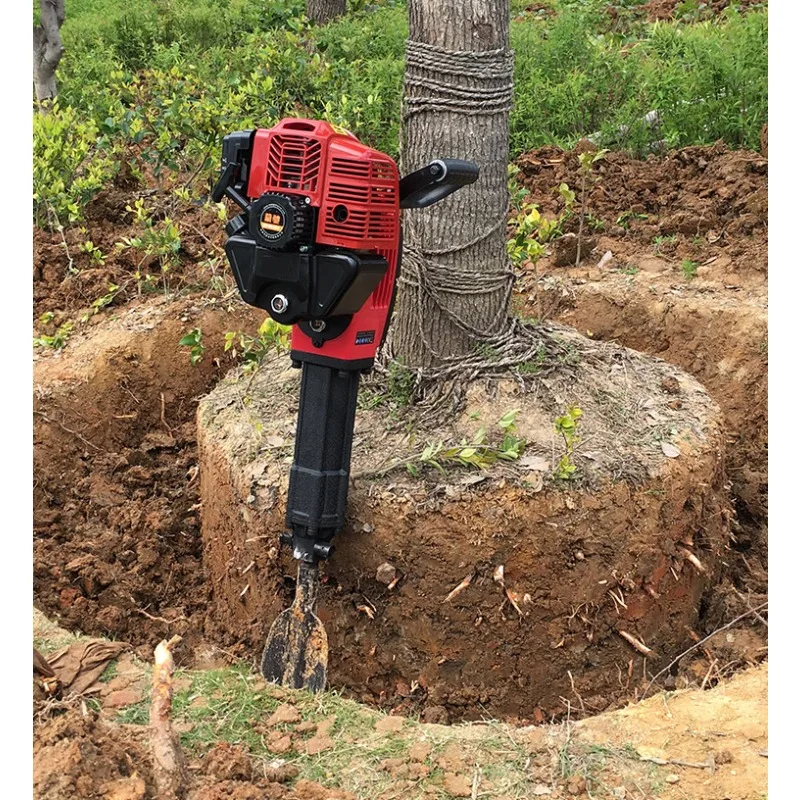 Multi-function tree-digging machine,seedling-raising machine,oil pickaxe drill bit earthball digger,ditching,broken stone