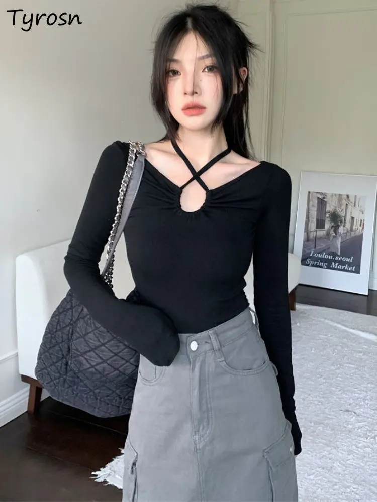 

T-shirts Women Design New Creativity Casual All-match Slim Sexy Minimalist Pure Fashion Inside Korean Style Spring Daily Ladies