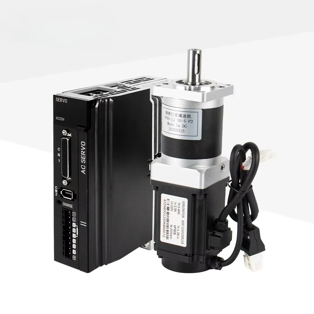 Kaihong 17-Bit 60mm 400W 220VAC 3000RPM AC Servo Motor Kit Gearbox Gear Ratio 50 Waterproof Drive 1.27 NM Torque