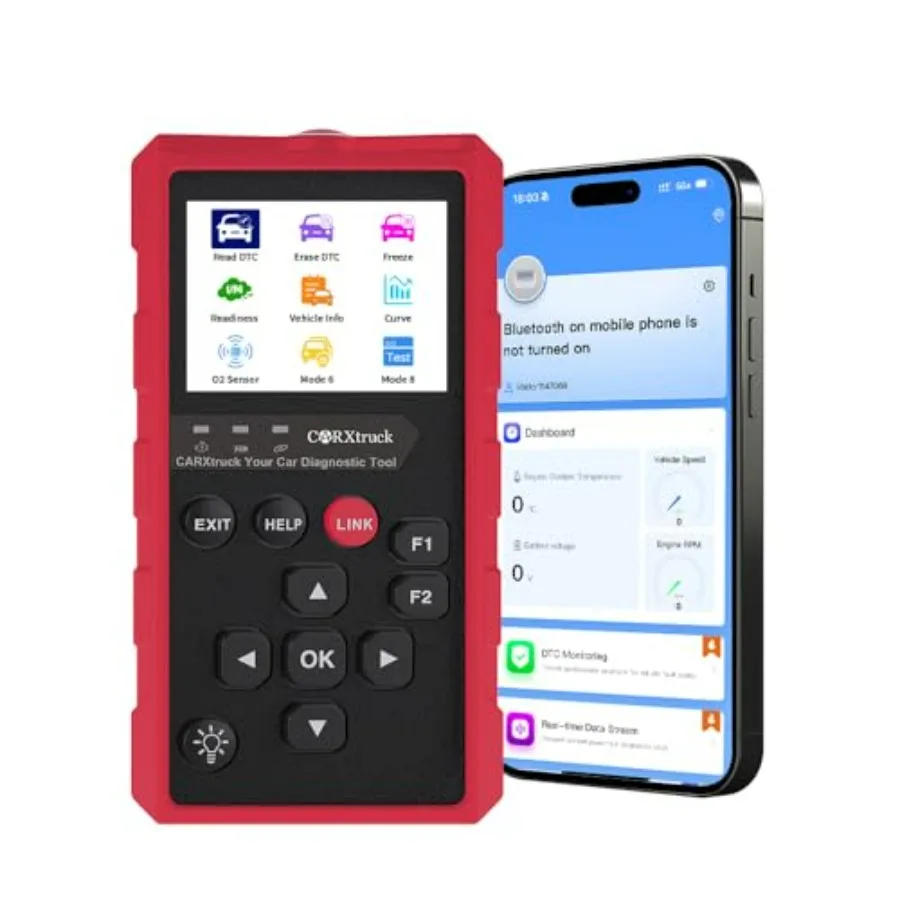 

Беспроводной диагностический сканер OBD2 с Bluetooth для Android и iPhone, считыватель кодов неисправностей двигателя с функцией отображения данных в реальном времени и проверкой I/M.