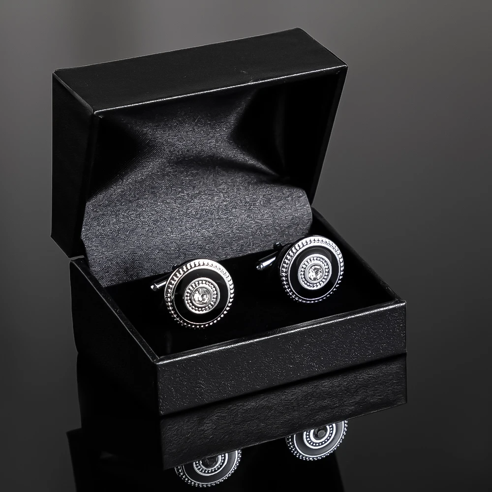 أزياء جولة الفضة مطلي الأزرق الماس كريستال أزرار أكمام رجالي الأعمال مجوهرات الزفاف قميص الكفة زر الهدايا #5