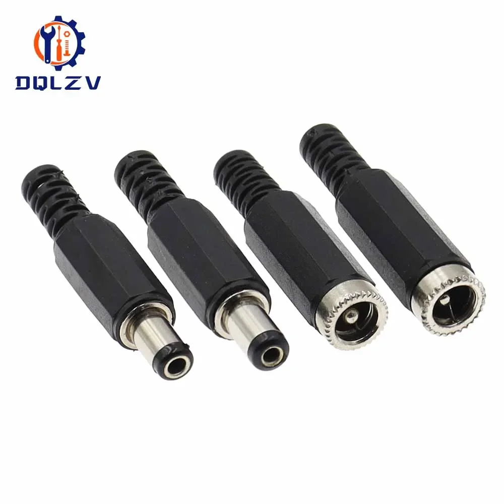 DC female male Power Plug 5.5mm x 2.1mm Male Female Jack Socket Adapter Connectors Set For DIY Projects Connector