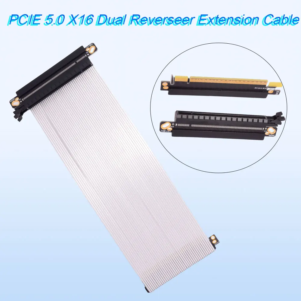 

ADT-Link PCIE 5.0 GEN5 X16 Dual Reverse Graphics Card Extension Cable High-Speed Lossless Riser for ITX Chassis PC Accessories
