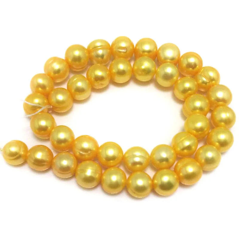 16 inches 9-10mm AA+ Yellow Gold Potato Pearls Loose Strand