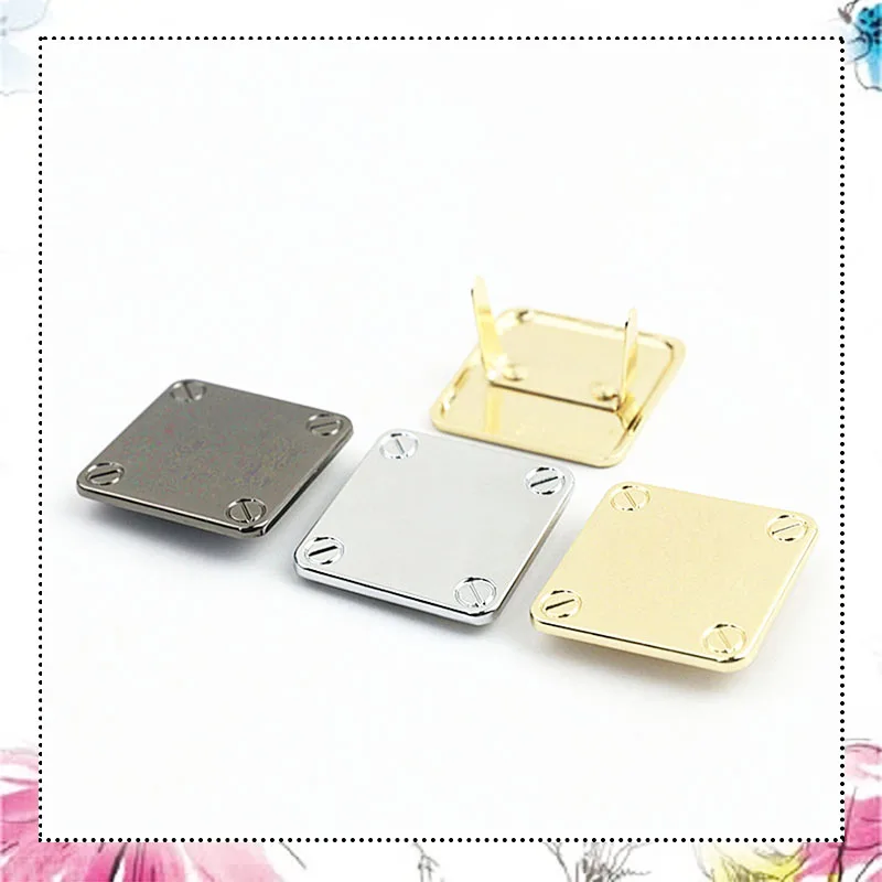 5Pcs 30mm Square Bag Labels Tag Customize Logo Handcraft Decorative Buckles Clasp for Purse Metal Buckle DIY Sewing Accessories