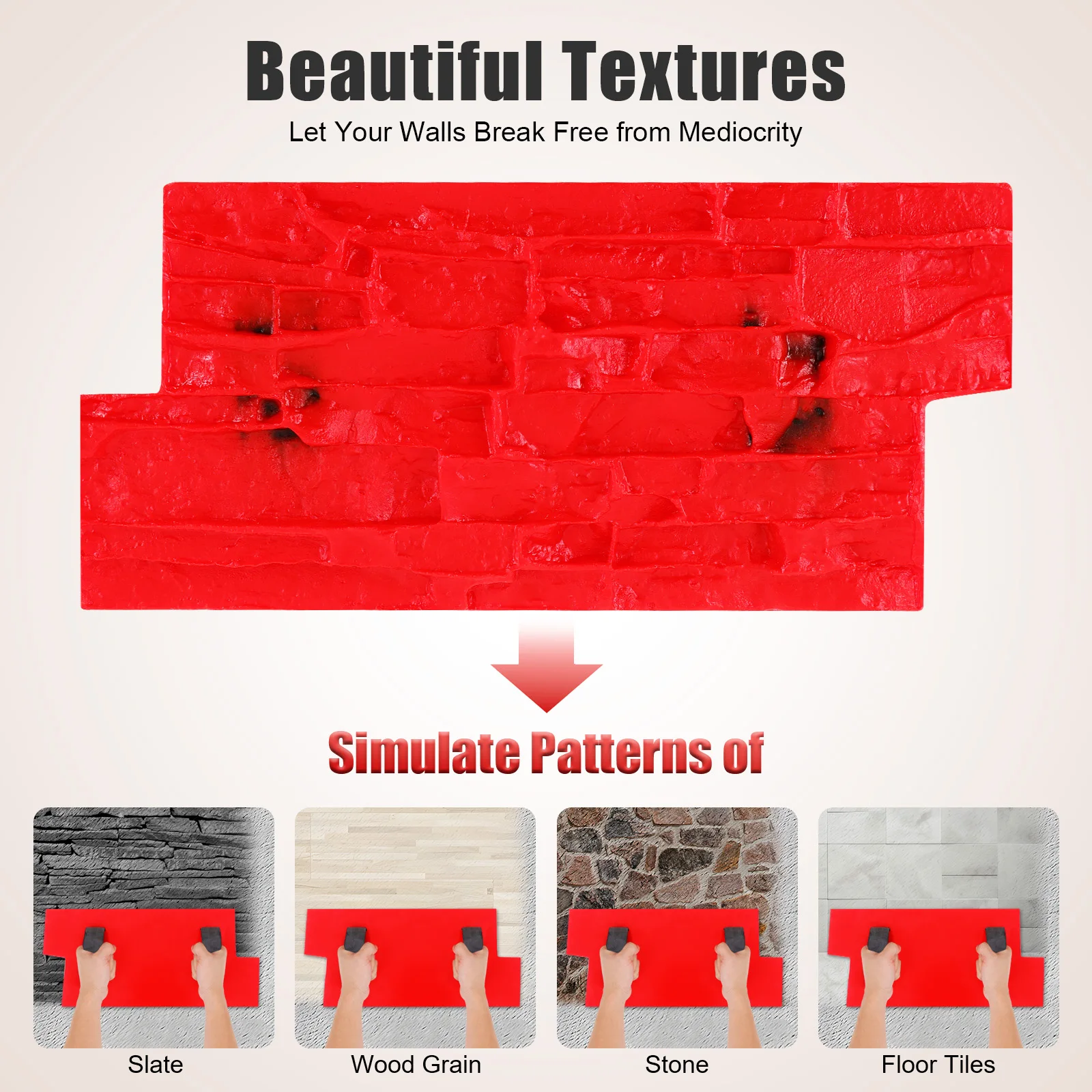 

Подушечка для бетонных штампов с двумя ручками, форма для тиснения бетона, коврик для штампов с бесшовной текстурой, подушка для стены из бетонного цемента