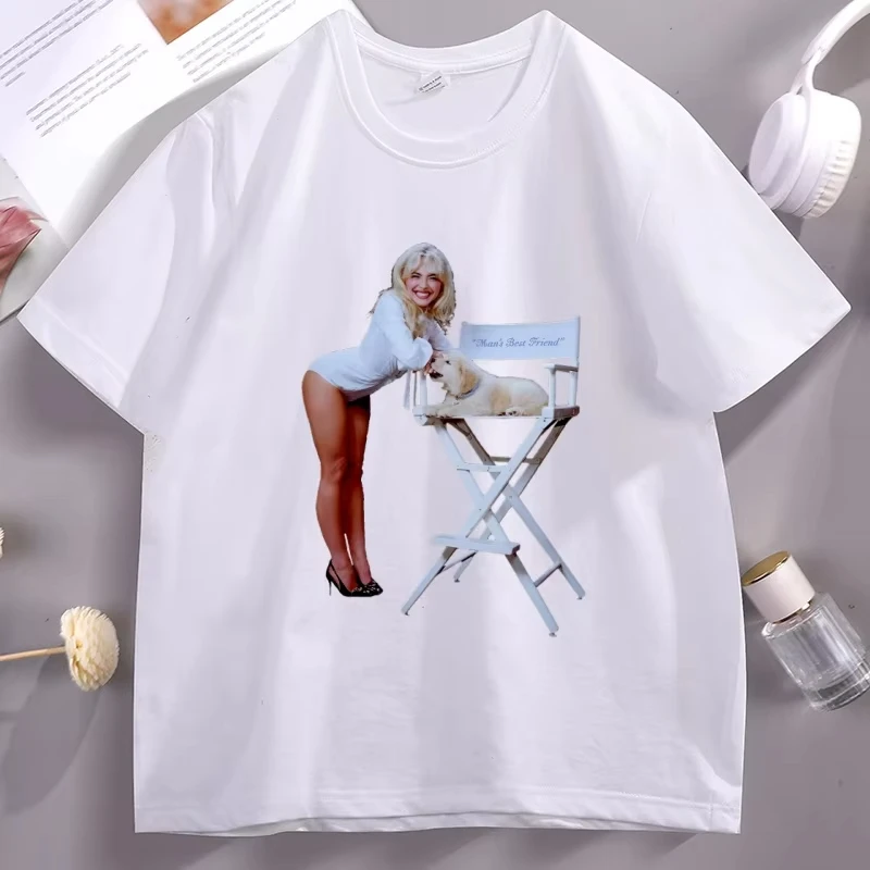 Sabrina Carpenter Man's Best Friend Graphic T Shirts Man Woman Short Sleeve Round Neck T-shirt Fashion Streetwear Clothing Tops