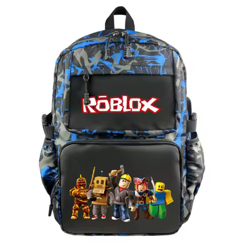 Cartoon ROBLOX Backpack USB Charging Backpacks Computer Bag Nylon Waterproof Camouflage Trendy Backpack Decoration Products