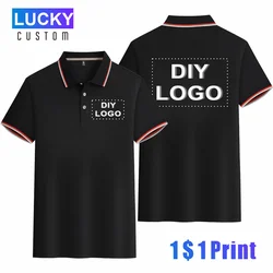 Men's High Quality Polyester Polo Shirt Custom Printing/Embroidery Company Logo Picture Shirt Breathable Lapel Top T-shirt 4xl