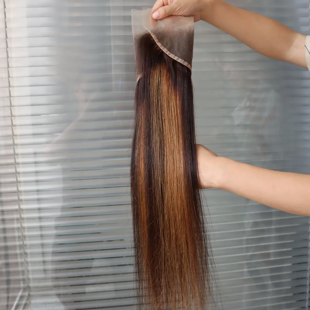 تسليط الضوء على البيانو أومبير بالجملة # 2/30 شعر الإنسان الهندي الشفاف الدانتيل إغلاق أمامي 4x4 5x5 13x4 13x6 انخفاض الشحن