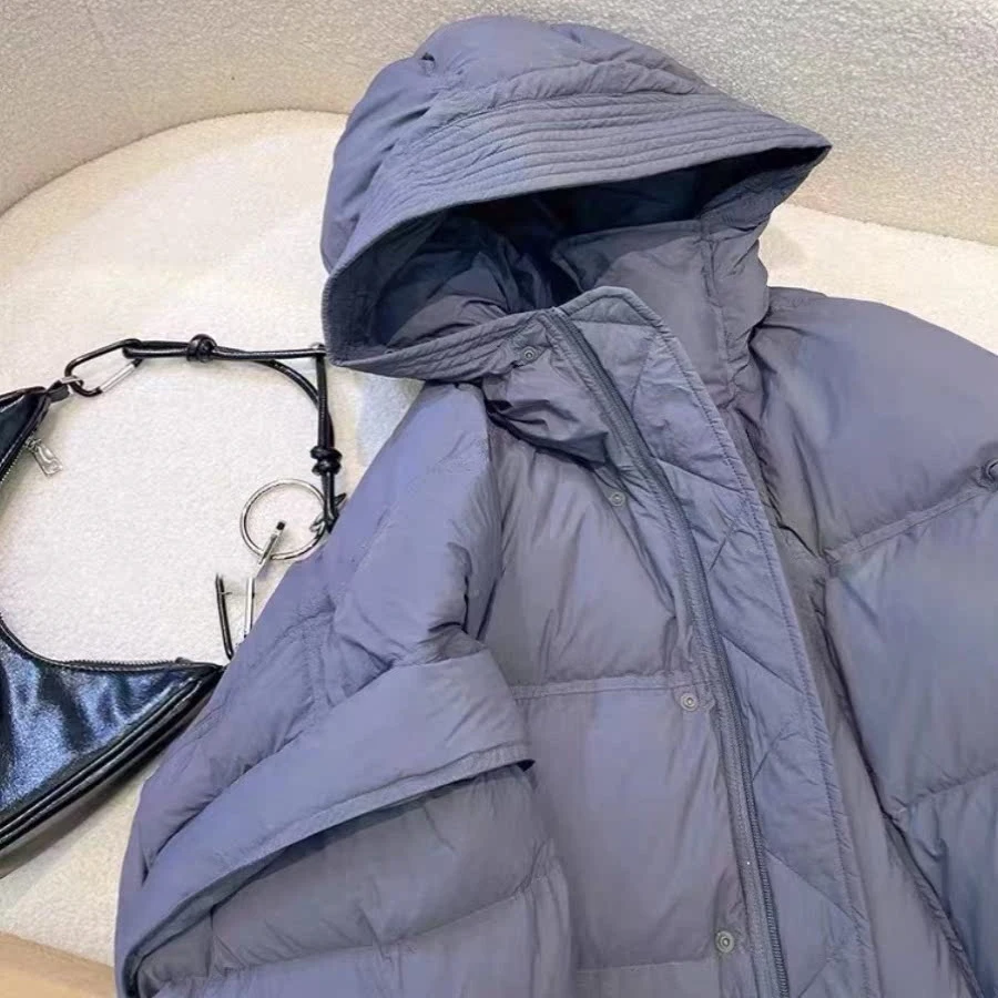 여성용 패션 숏 후드 퀼팅 재킷 2025 겨울 신상 포켓 두꺼운 아우터웨어 시크 긴 소매 따뜻한 패딩 코트