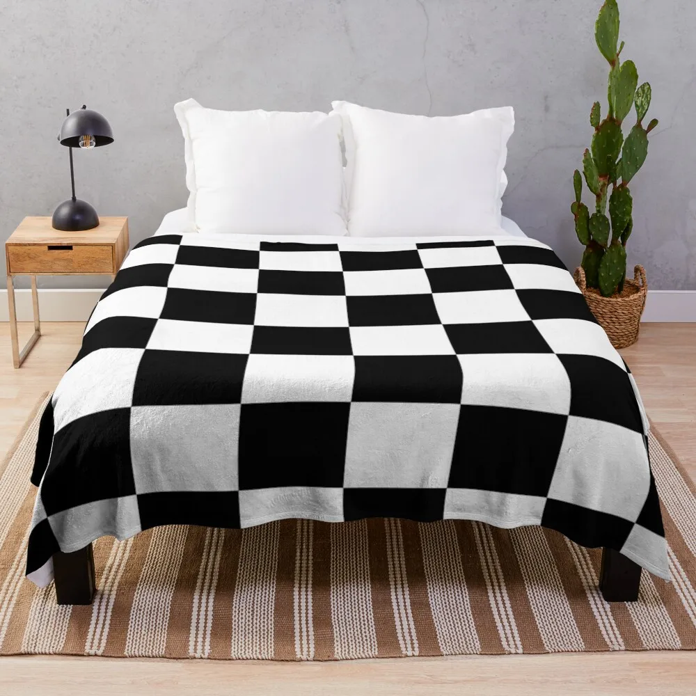 

Black White Checker Design Bedspread - Mini Chess Sticker Throw Blanket Hairy Blankets Shaggy Blanket Baby Blanket