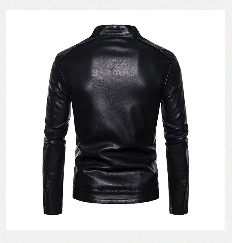 الكورية نمط الخريف الشتاء الرجال الوقوف طوق سحاب أكمام طويلة بلون عادية العصرية فو الجلود معاطف الذكور الملابس القمم