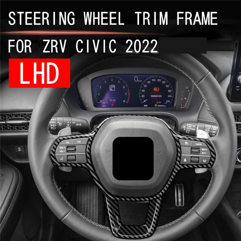 

For 2022 2023 Honda ZRV ZR-V Civic HRV HR-V US version Car Carbon Fiber Steering Wheel Panel Cover Trim Frame Sticker jasmine
