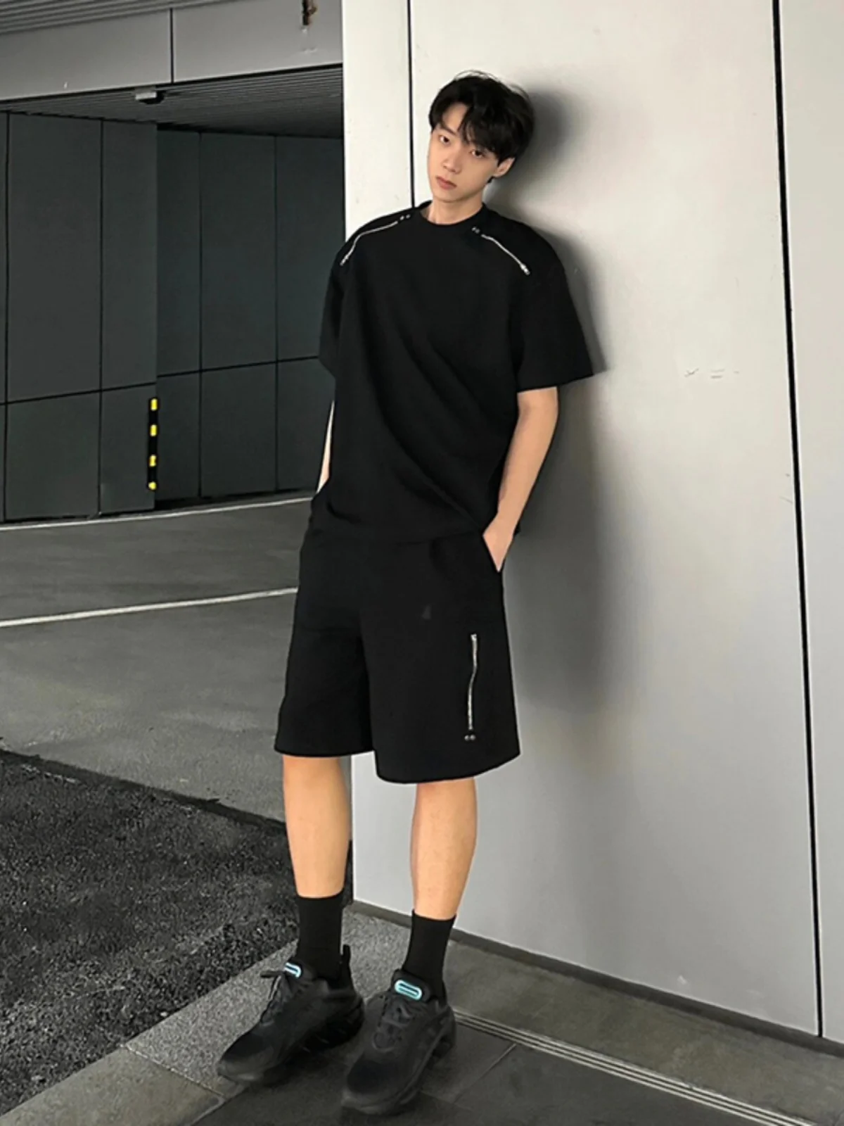 

Мужской летний спортивный костюм American Sle Heavyweight с молнией, модный повседневный комплект из двух предметов для подростков