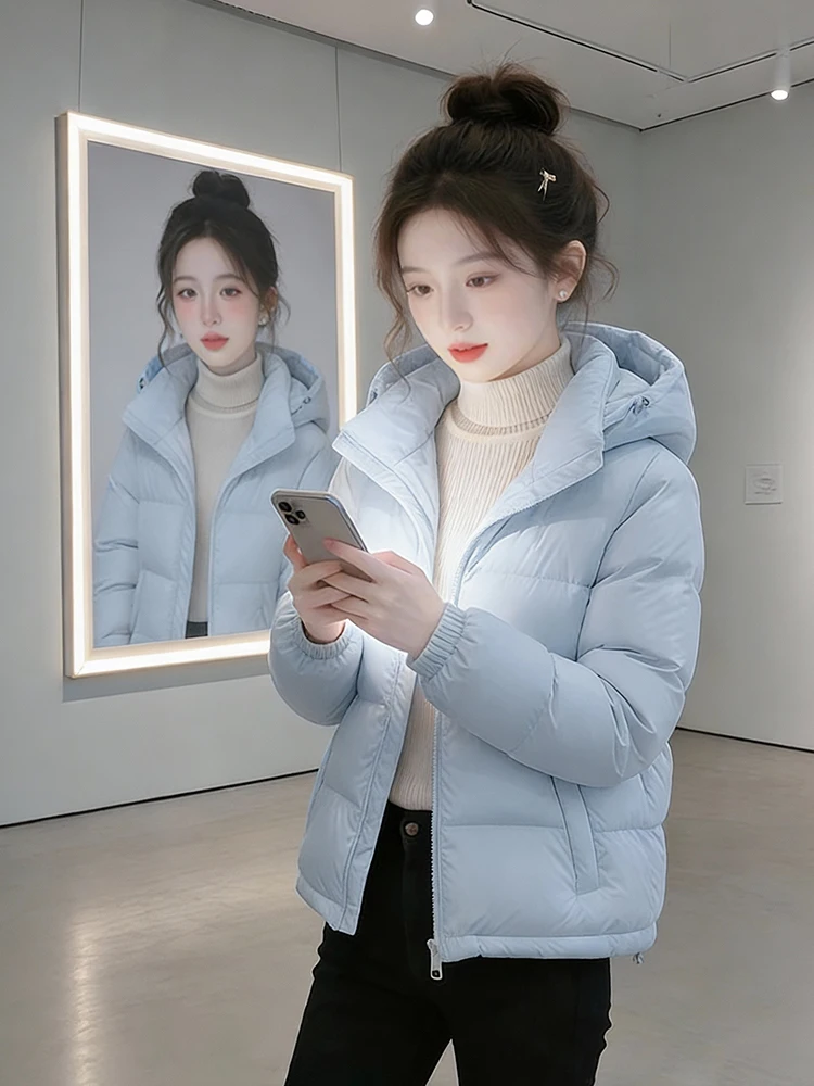 

Теплая утепленная хлопковая куртка-пуховик женская свободного кроя с капюшоном в корейском стиле для повседневной носки, модная зимняя верхняя одежда