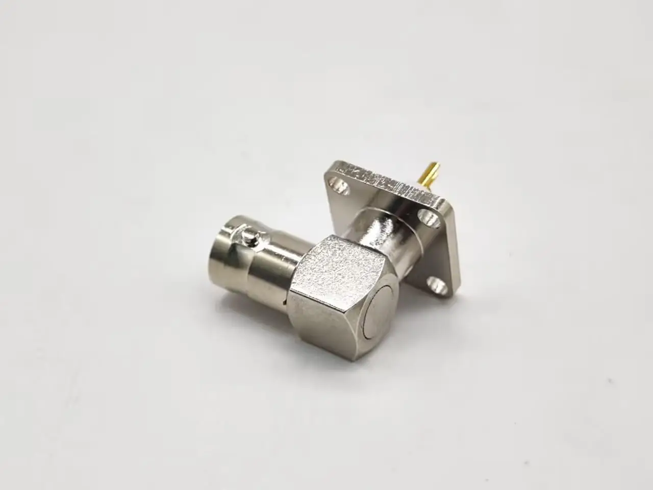 BNC Female Panel Mount Connector, 90 Degree Right Angle RF Coaxial Cable Adapter with 4 Hole Flange for CCTV Camera Video Audio