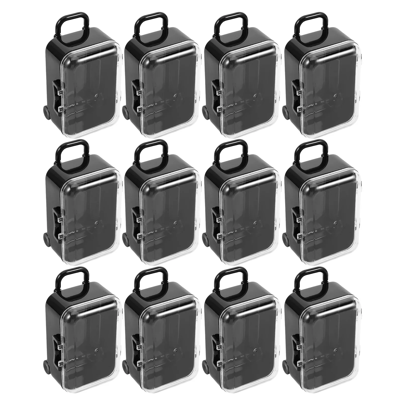 

12Pcs Mini Rolling Suitcase Candy Holder Clear Plastic Box Ideal for Wedding Birthday Party Favors Mini Suitcase for Kids