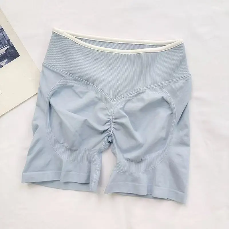 Sexy Nahtlose Farbblockierte Yoga-Shorts, Eng Anliegende Po-Formende Sportshorts, Damen-Outdoor-Lauf- und Fitnesshosen – Detail 10