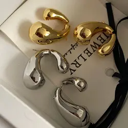 Kshmir Vintage Metal Chunky Double Water Drop Earrings for Women European and American Personality Fashion Jewelry Gifts