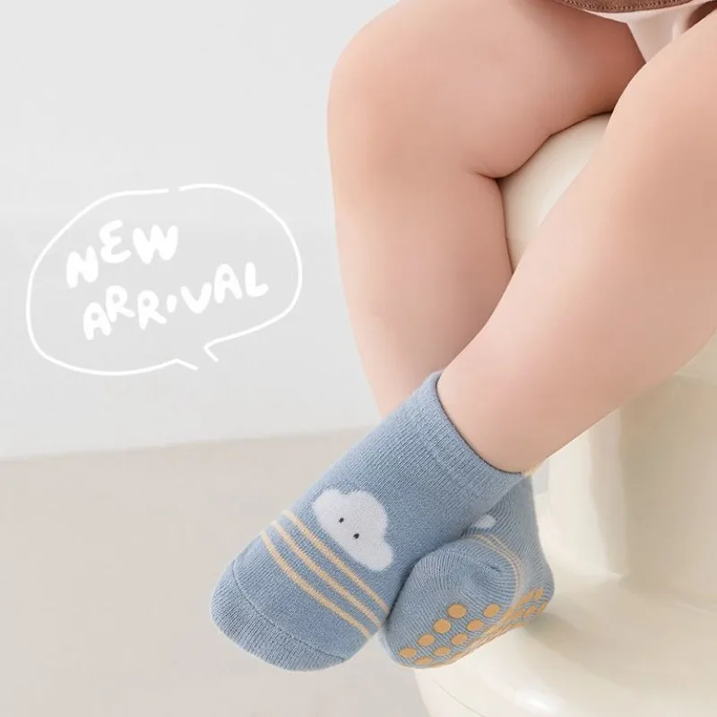Calcetines Antideslizantes Aislantes para Bebés, Calcetines Cortos para Bebés y Niños Pequeños, para Aprender a Caminar en Interiores, de Algodón Fino Clase A, de 1 a 3 Años