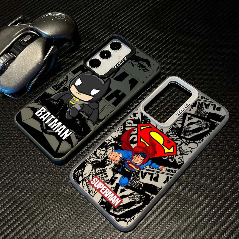 

B-Batmans S-Supermans Anime Phone Case For Samsung Galaxy S25 S24 S23 S22 S21 S20 FE Plus Note 20 Ultra 5G Colorful Silver