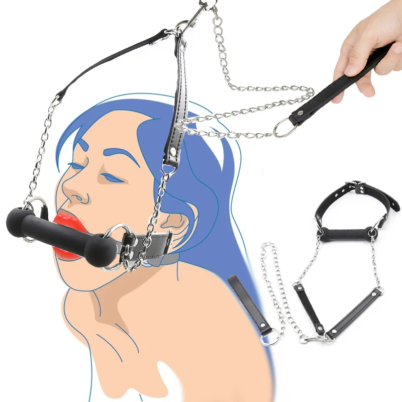 

Bdsm Bondage Silicone Dog Bone Ball Gag Leash Chain Attached Puppy Mouth Stuffed Stick Restraint Gag Slave Role Toy