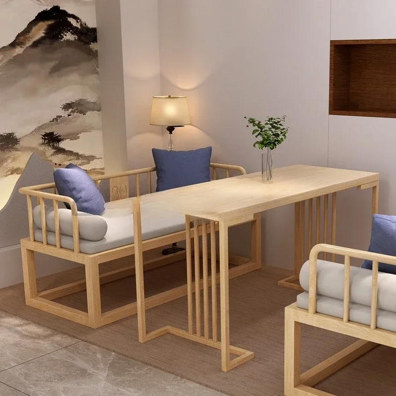 Card seat sofa table and chair combination, new Chinese restaurant seat