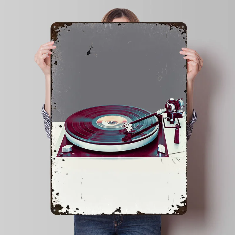 Seventies Vintage Turntable Poster Customized Vintage Metal Signs Wall Art Retro Tin Plaque for Home Decor Living Room House