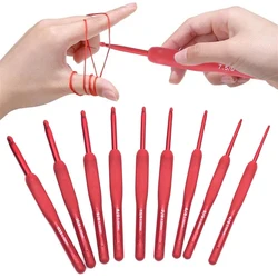 1 pz rosso TPR Silicone uncinetto maglione ganci manico per maglieria tulipano smerigliato testa gancio in alluminio fai da te strumenti per cucire all'uncinetto Kit artigianale