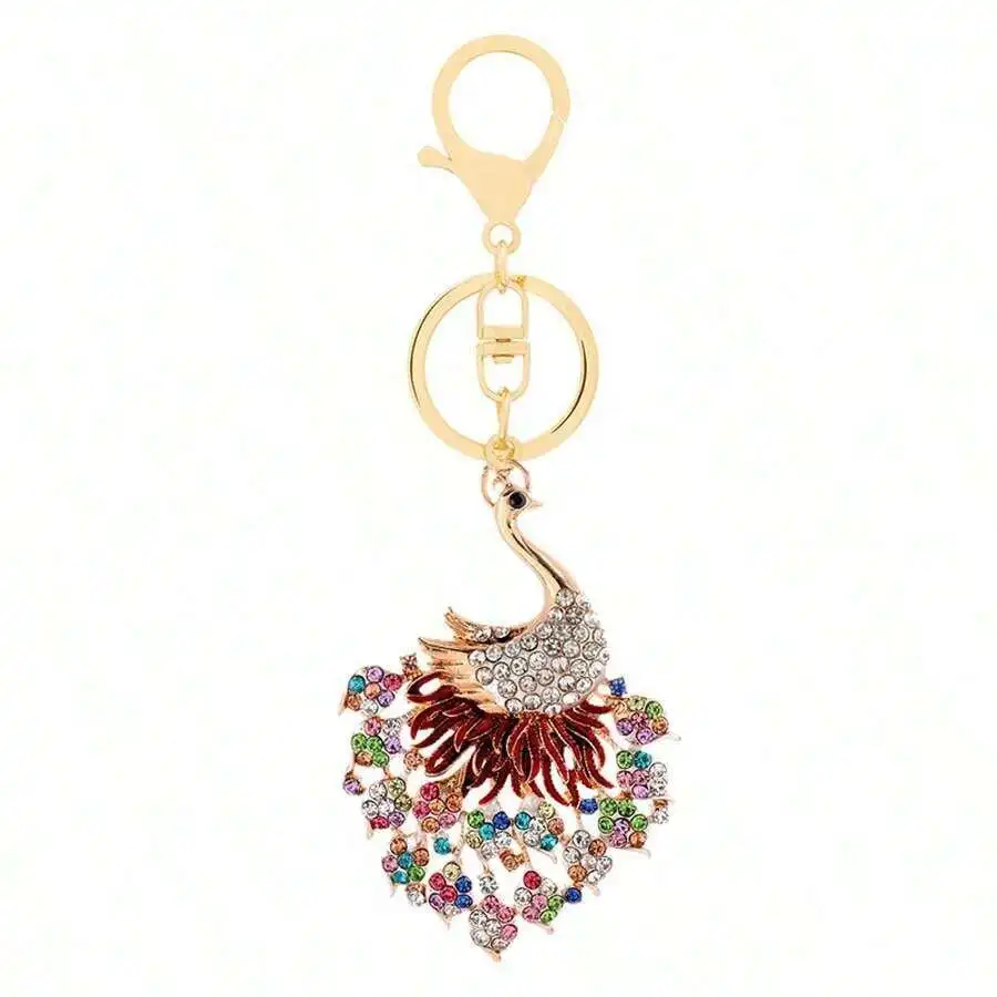 Alloy Peacock Keychain With Rhinestones For Bag Car Backpack Decoration Stylish Fashion Accessory - view 5