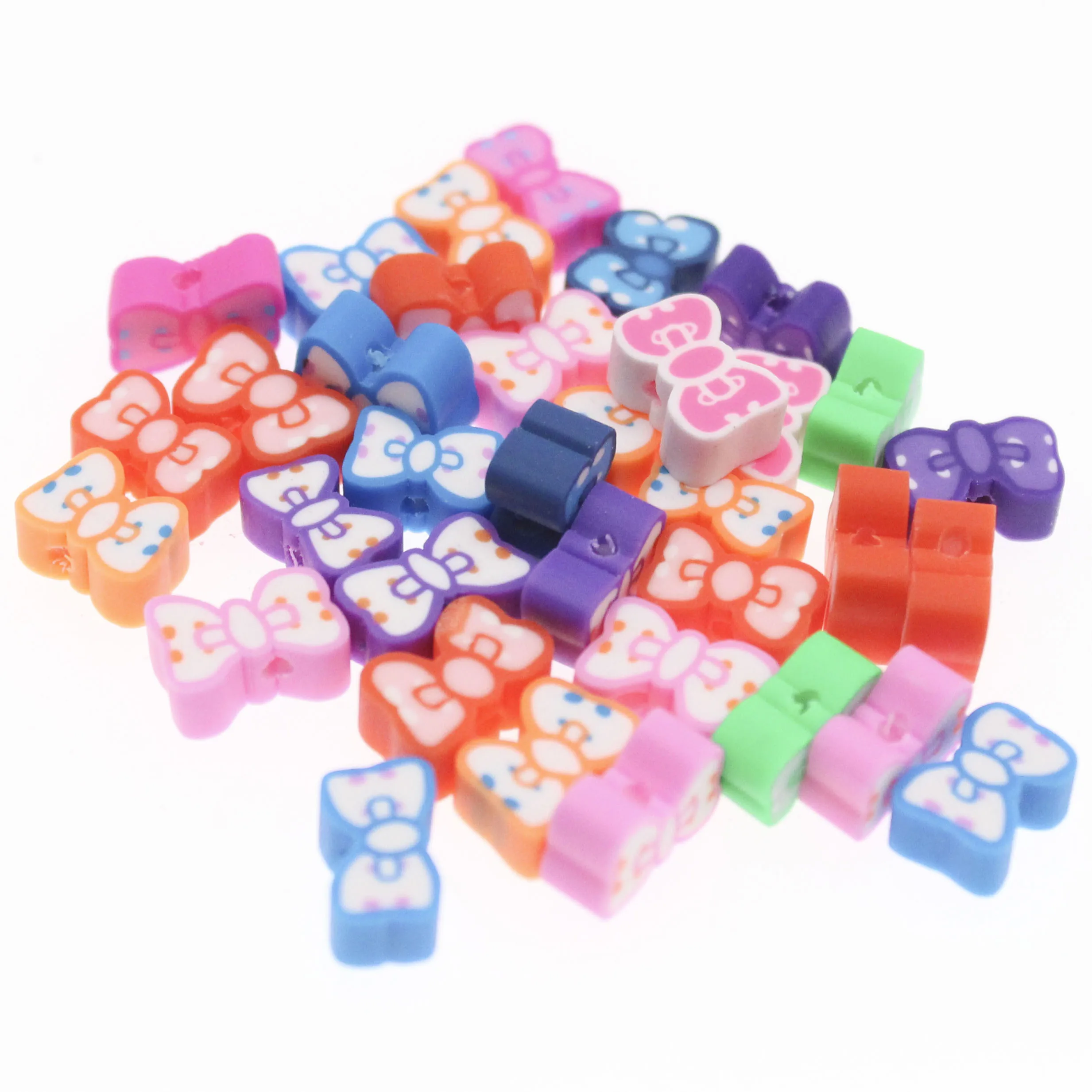 30/50/100Pcs Cute Tie Clay Spacer Beads Polymer Clay Beads For Jewelry Making DIY Handmade Accessories 10mm