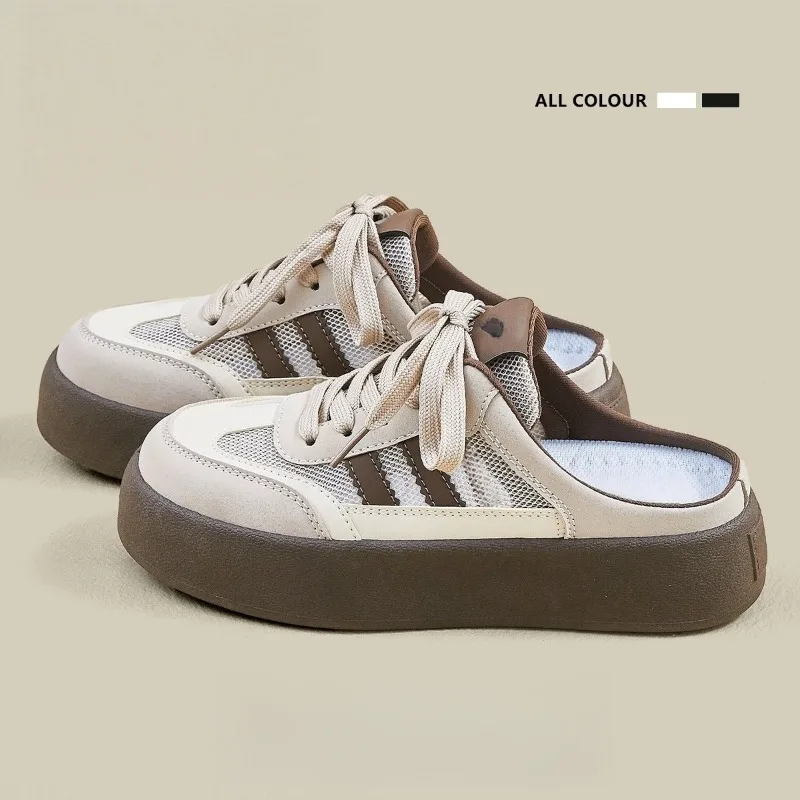 Women Closed Toe Platform Mules Slippers Fashion Popular Flat Slip‑On Clogs Lightweight Non‑Slip Casual Summer Women Beach Shoes