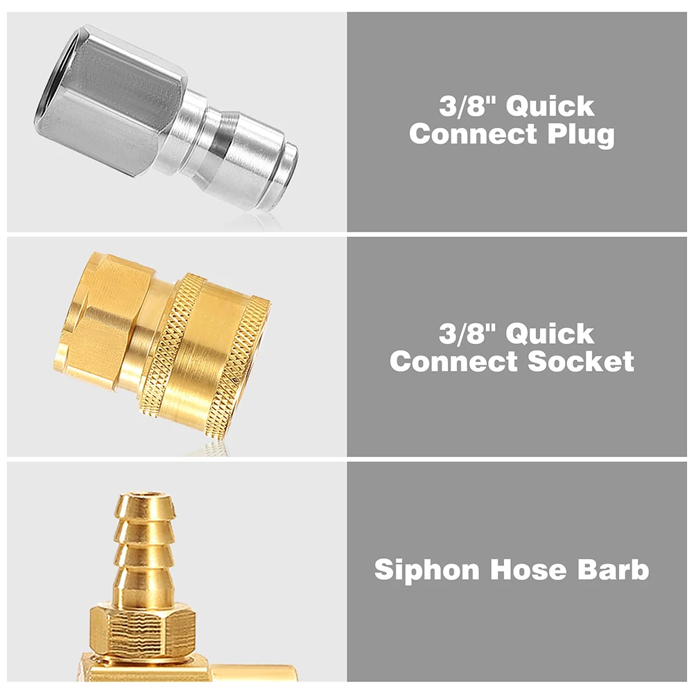 Downstream Detergent Injector Kit for Pressure Washer 3200 PSI Rated with Brass Injector 10 ft Hose and Nozzle