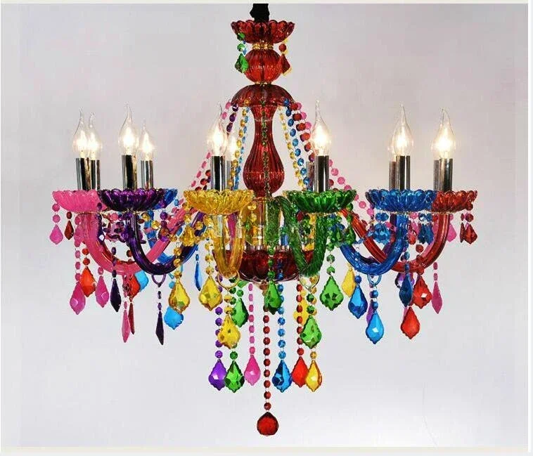 Image 6: Lustre en Cristal coloré salon pendentif Art éclairage lampe d'intérieur maison décorative salle De Cristal Lustres De Cristal