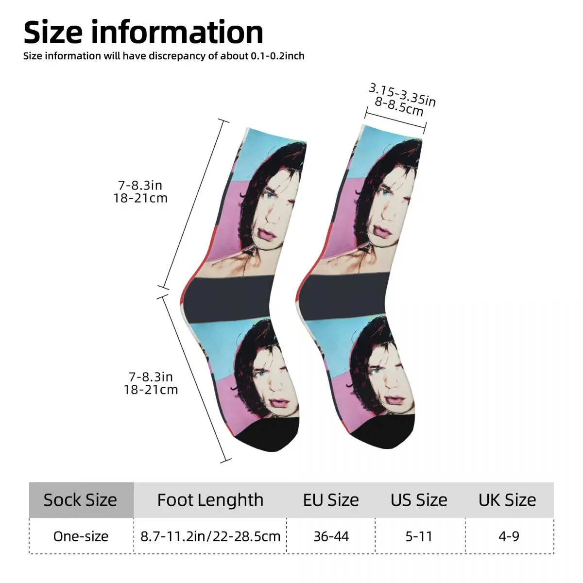 Happy Funny Mick Jagger Pop Art Men\'s Socks Retro Harajuku Mick Jagger Hip Hop Novelty Pattern Crew Crazy Sock Gift tops fugees