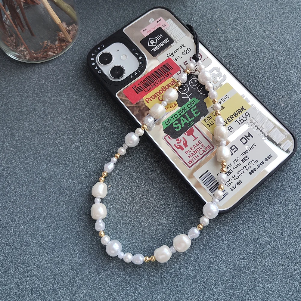 Herlook neue weiße Perle Telefon kette y2k Stil Telefon Charme ins Mode accessoires Telefon gurte Telefon Lanyard